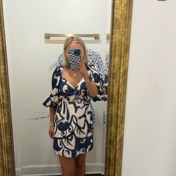 Blue Multi Color Pattern Dress - Picture 1 of 2